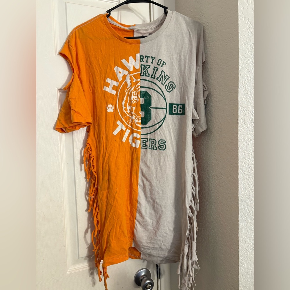 Stranger Things Hawkins TShirt- Orange and Gray